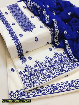 Royal Blue Cross Stitch Lawn 3-Piece Suit for Women