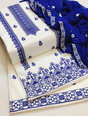 Royal Blue Cross Stitch Lawn 3-Piece Suit for Women