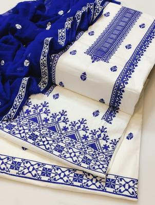 Royal Blue Cross Stitch Lawn 3-Piece Suit for Women