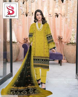 Linen 3-Piece Suit Green Digital Print for Women