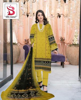 Linen 3-Piece Suit Green Digital Print for Women